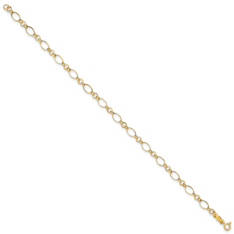 14k Polished 3mm Fancy Oval and Round Link 18 inch Necklace