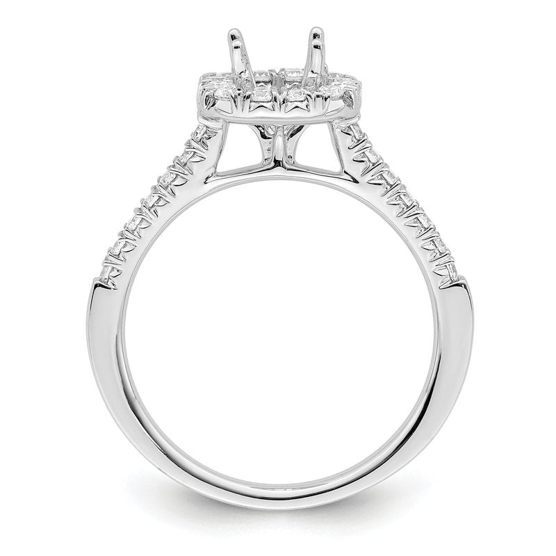 14K White Gold 3/8 carat Lab Grown Diamond VS+ F+ Semi-Mount Cushion Halo Engagement Ring