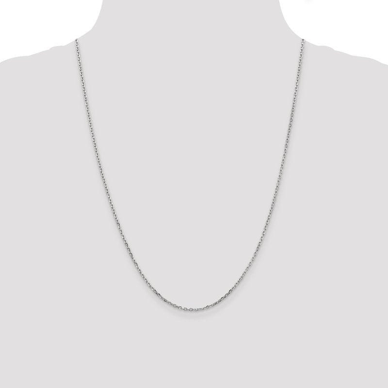 14K White Gold 26 inch 1.8mm Diamond-cut Round Open Link Cable with Lobster Clasp Chain