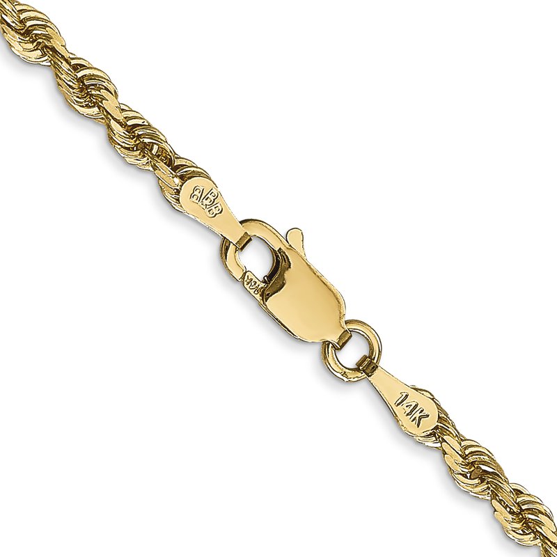 14K 26 Inch 3mm Diamond-cut Quadruple Rope Lobster Clasp Chain