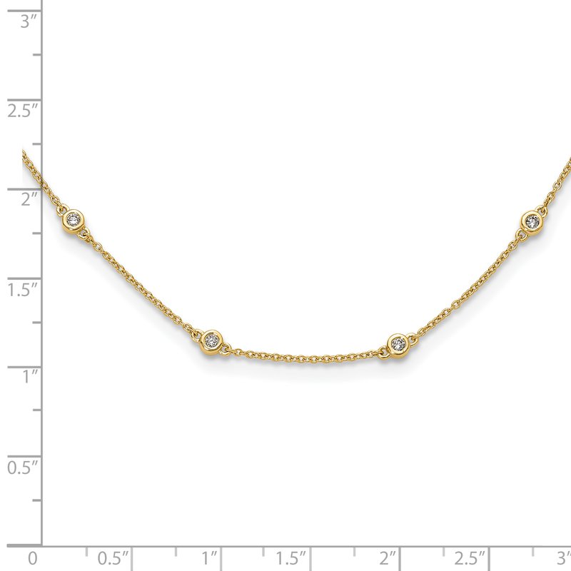 14k White Gold Complete 1/3 carat Bezel-set Diamond and Cable Chain 16-Station 16 inch Necklace