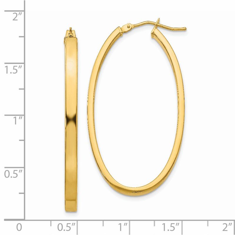 14ky 3mm Polished Oval Hoop Earrings