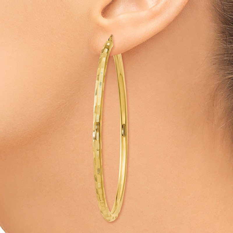 14k Diamond-cut Hoop Earrings