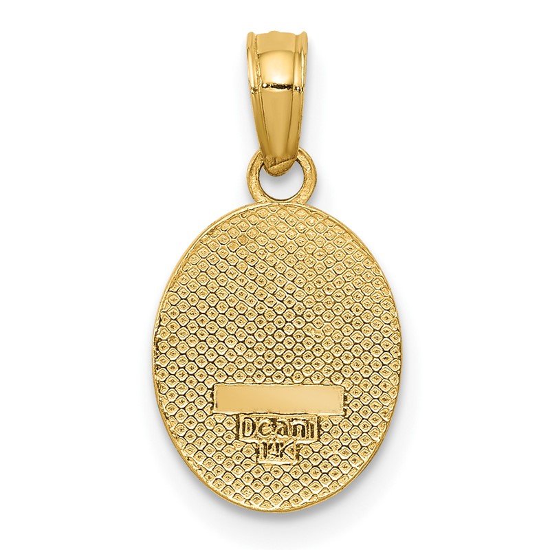14k Polished Small Fleur De Lis in Oval Pendant