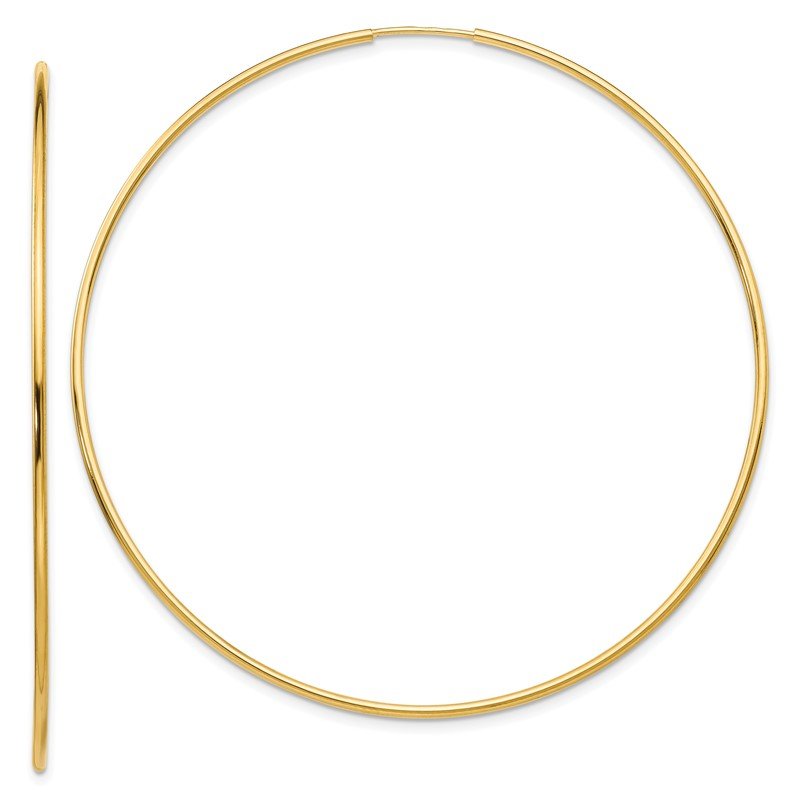 14k 1.2x63mm Polished Endless Tube Hoop Earrings