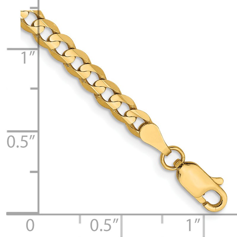14K 26 inch 3.8mm Open Concave Curb with Lobster Clasp Chain