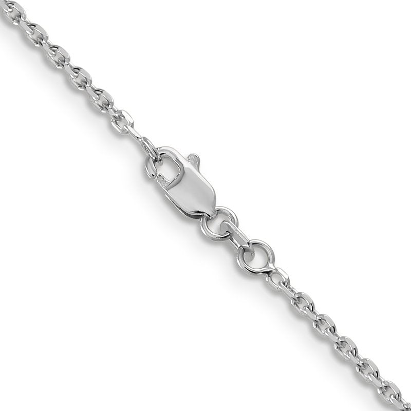 14K White Gold 10 inch 1.65mm Diamond-cut Cable with Lobster Clasp Anklet