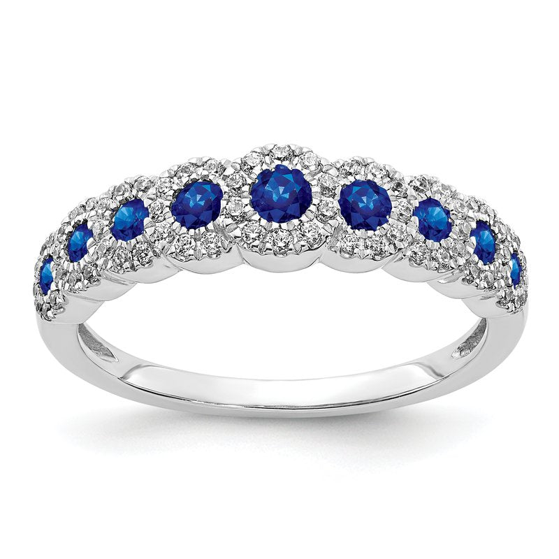 14k White Gold Diamond and Emerald Polished Ring