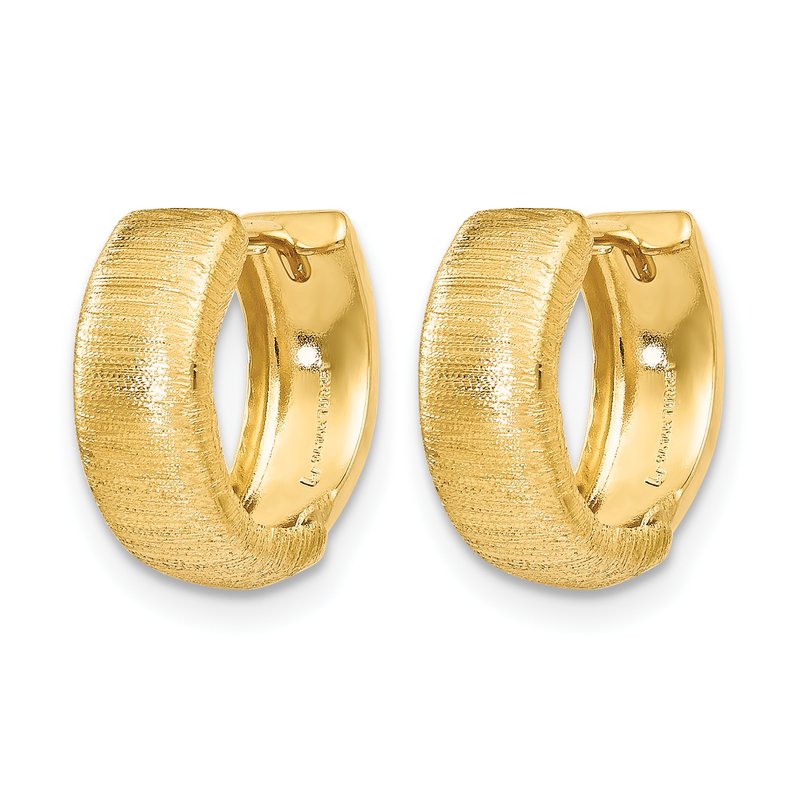 14K Polished and Textured Hinged Hoop Earrings