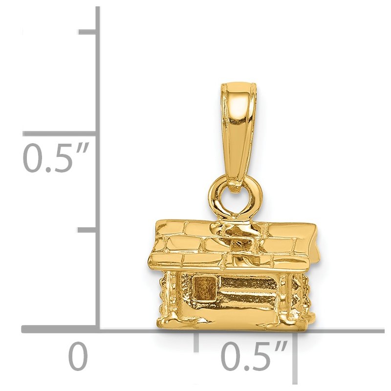 14k 3-D Log Cabin Pendant
