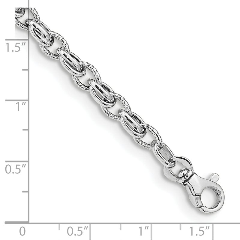 14K White Gold Polished Fancy Link 7.5 inch Bracelet