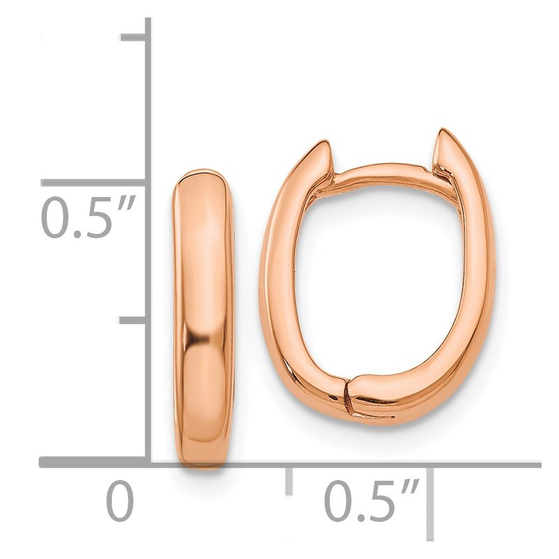 14k Rose Gold Oval Hinged Hoop Earrings