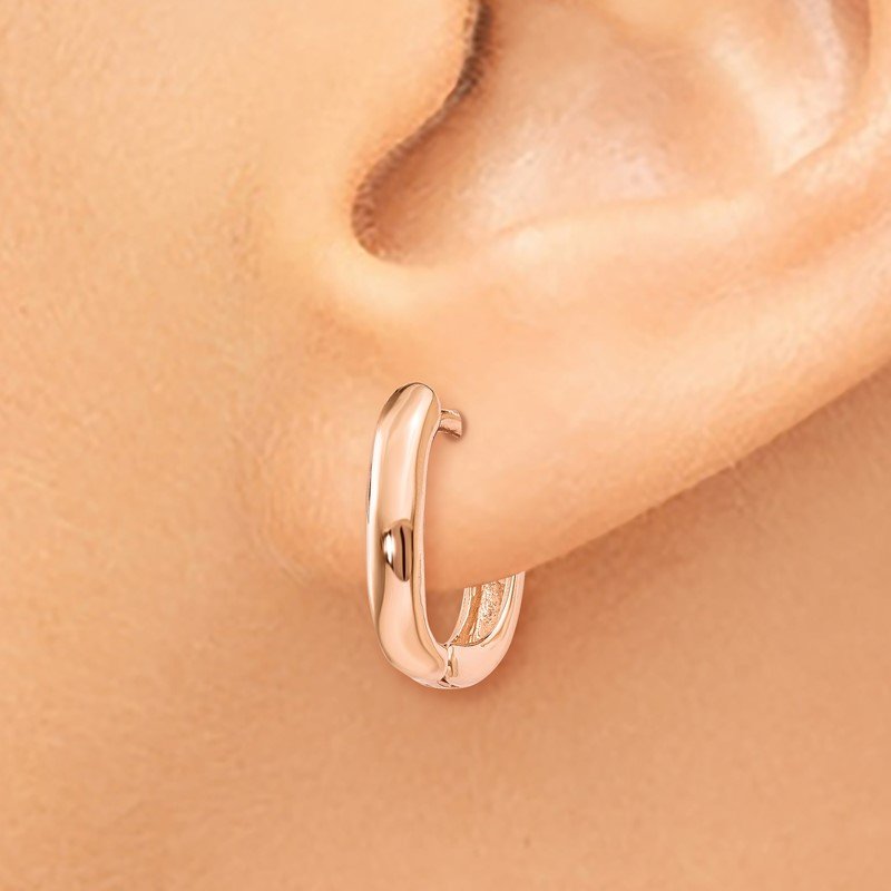 14k Rose Gold Oval Hinged Hoop Earrings