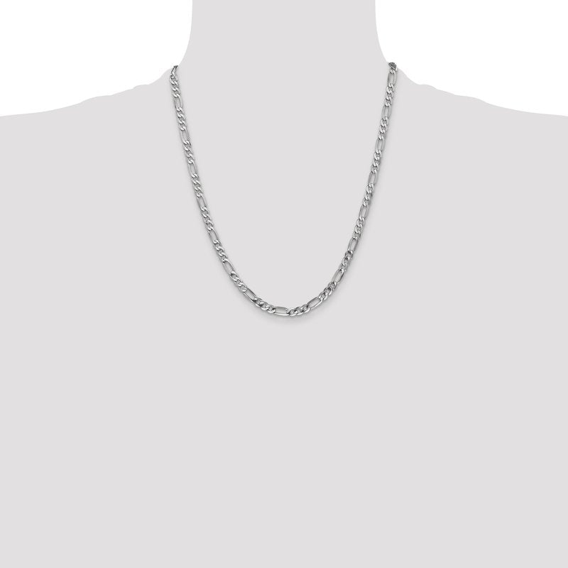14K White Gold 26 inch 4.5mm Flat Figaro with Lobster Clasp Chain