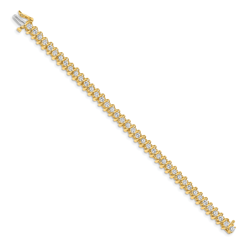 14k Complete 3.72 carat Round AAA Diamond Fancy Spiral 7 inch Tennis Bracelet