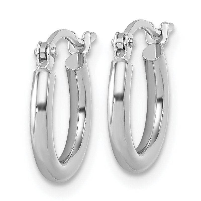 10K White Gold Polished Hinged Hoop Earrings