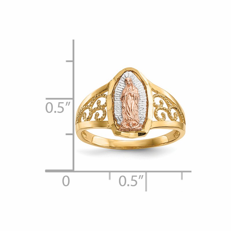 14k Two-tone w/White Rhodium Lady of Guadalupe Ring