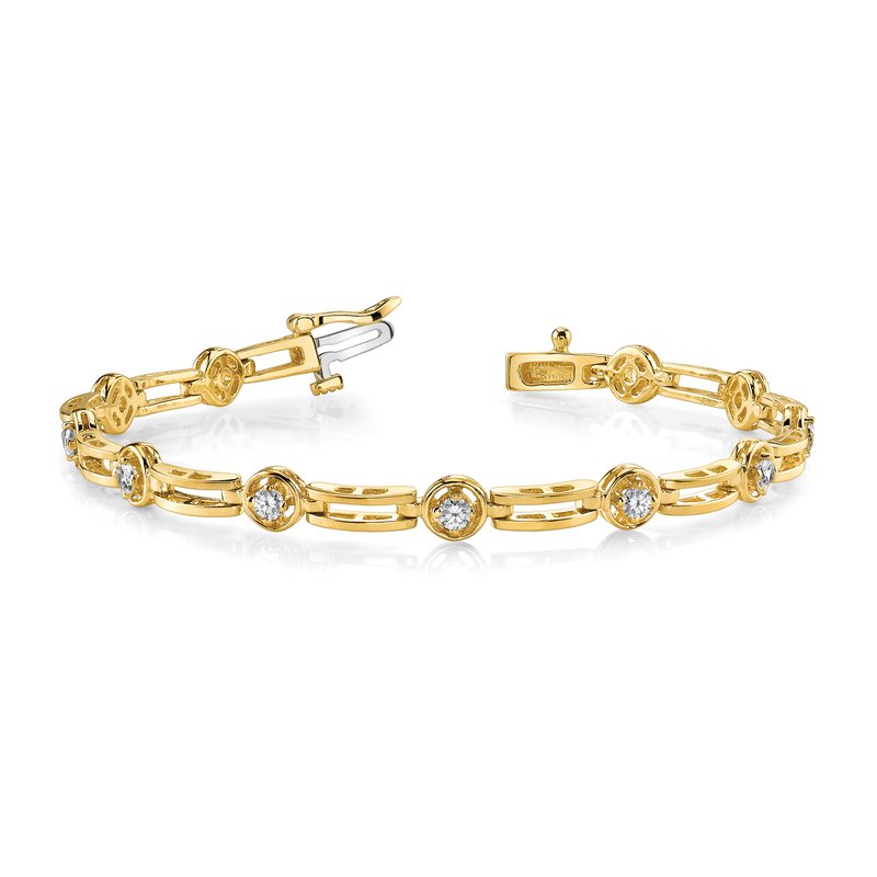 14k Complete 3/4 carat Round VS Diamond 4-prong Bar Link 7 inch Tennis Bracelet