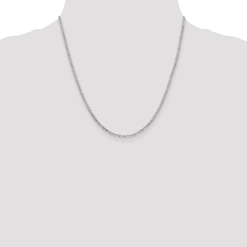14K White Gold 10 inch 2.25mm Flat Figaro with Lobster Clasp Anklet