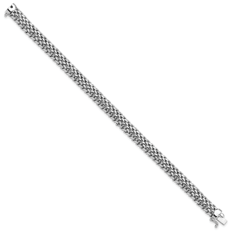 14k White Gold Polished 7mm Mesh 7.25 inch Bracelet