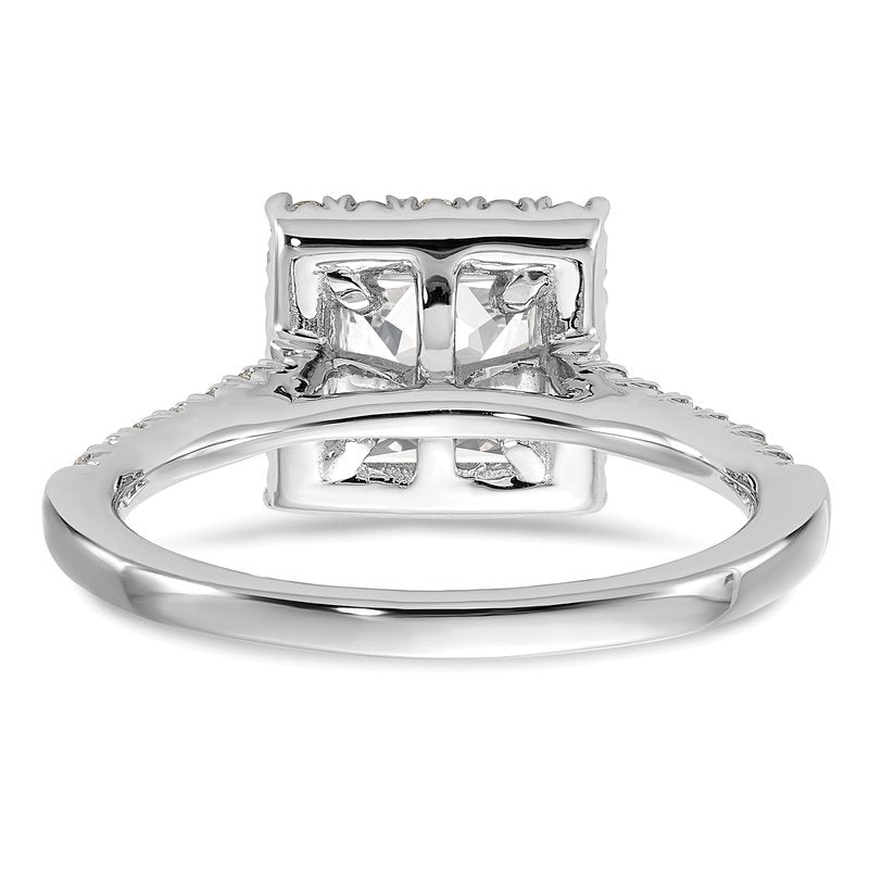 14K White Gold 1/3 carat Lab Grown Diamond VS+ F+ Semi-Mount Princess Halo Engagement Ring