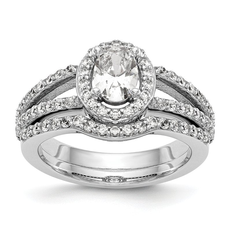 14K White Gold 1/2 carat Lab Grown Diamond VS/SI  D E F  Semi Mount Oval Halo Engagement Ring