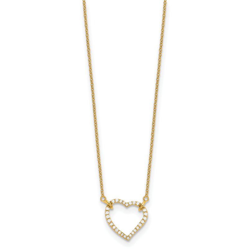 14k Rose Gold Polished 1/5 carat Diamond Heart 18 inch Necklace