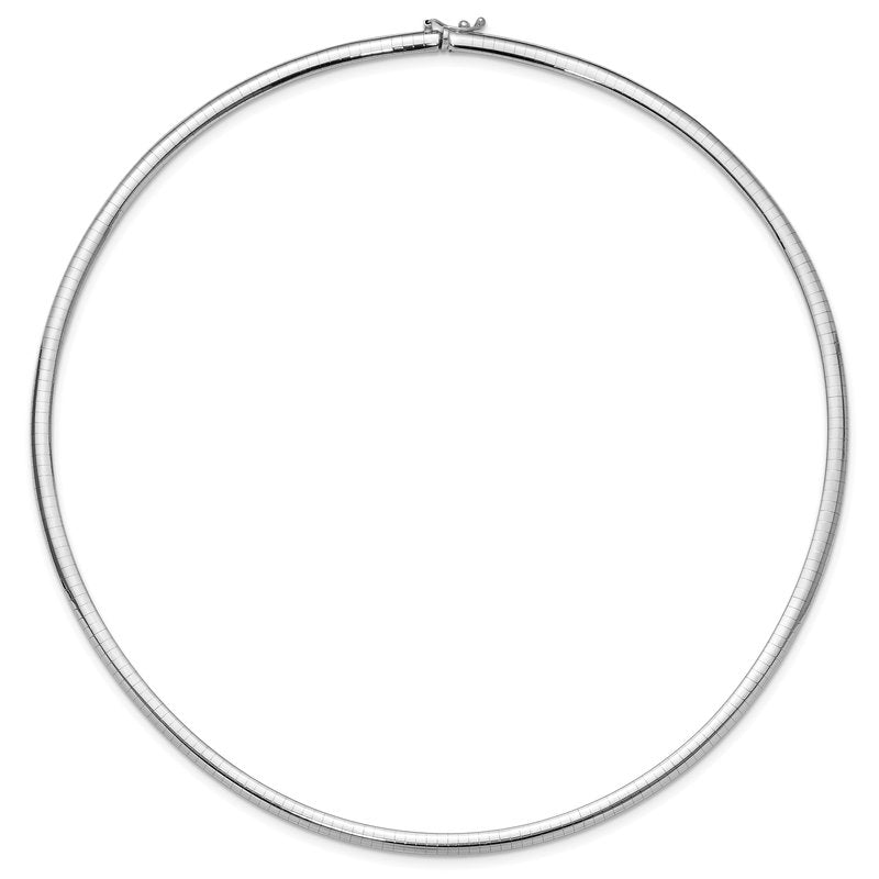 14k White Gold Polished 4mm Standard Weight 16 inch Domed Omega Necklace