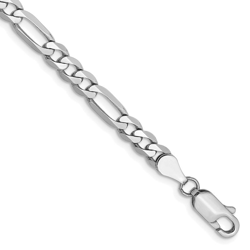 14K White Gold 26 inch 4.5mm Flat Figaro with Lobster Clasp Chain