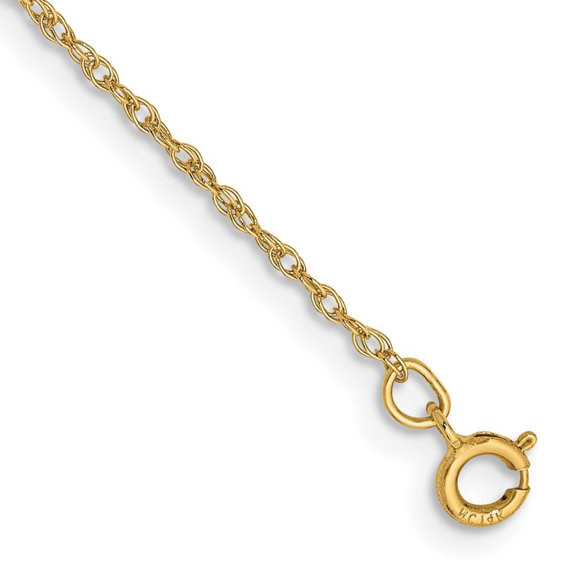 14K 14 inch .8mm Light Baby Rope with Spring Ring Clasp Chain