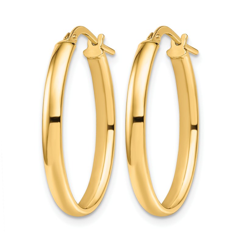 10K Polished Oval Hoop Earrings