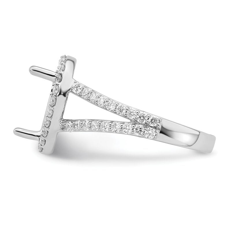 14K White Gold 5/8 carat Lab Grown Diamond VS/SI  D E F  Semi Mount Pear Halo Engagement Ring