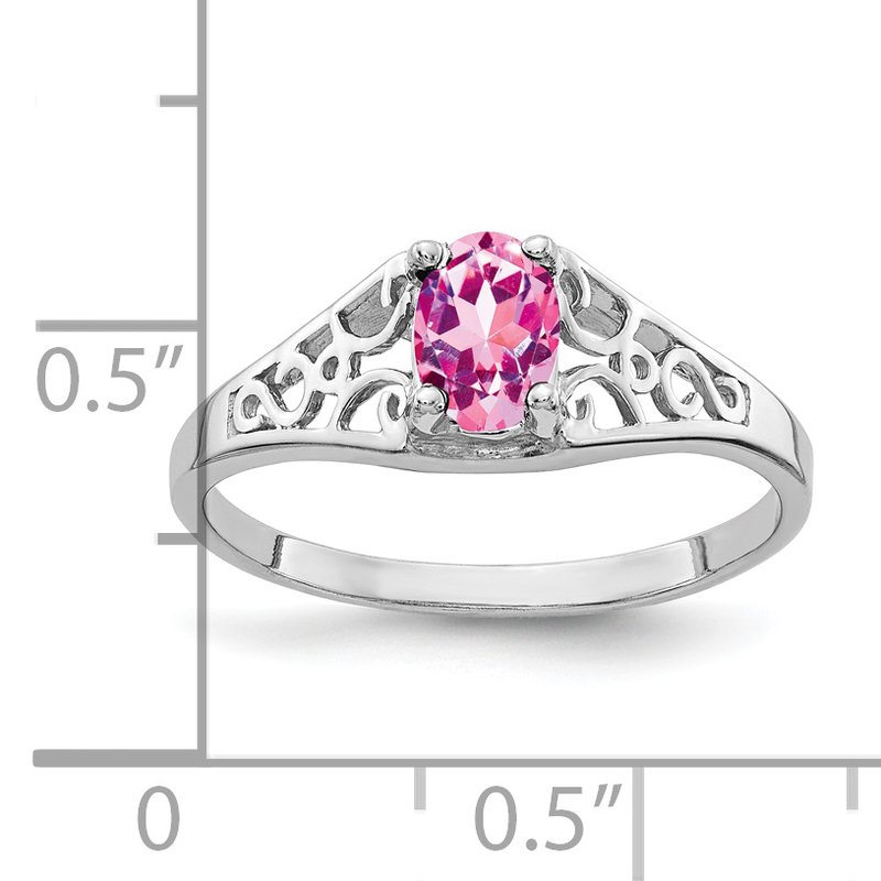 14k White Gold 6x4mm Oval Pink Sapphire ring