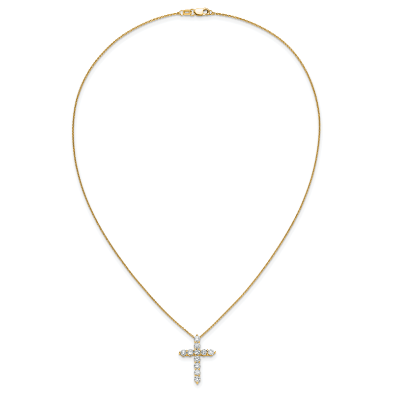 14k White Gold 1/4 carat Diamond Cross Pendant 18 inch Necklace