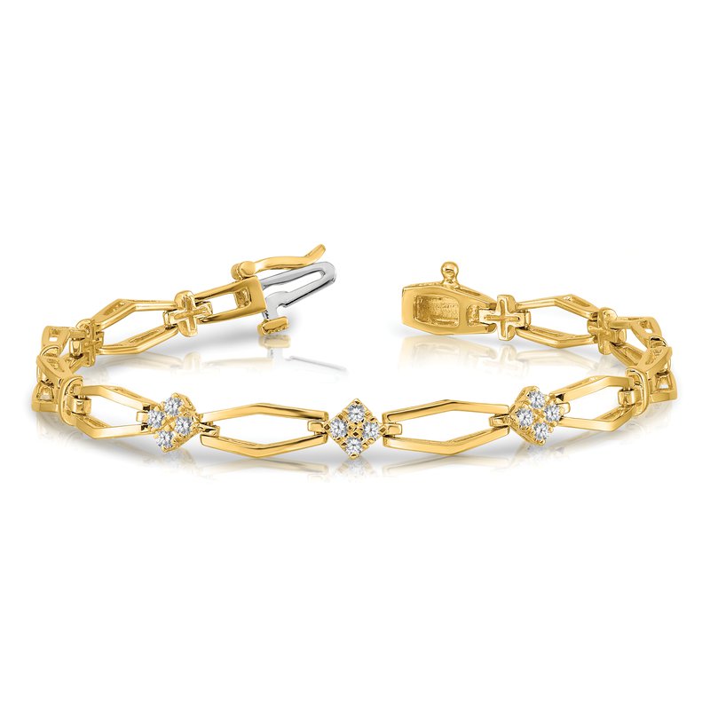 14k Complete 1/5 carat Round VS Diamond Cluster Fancy 7 inch Bracelet
