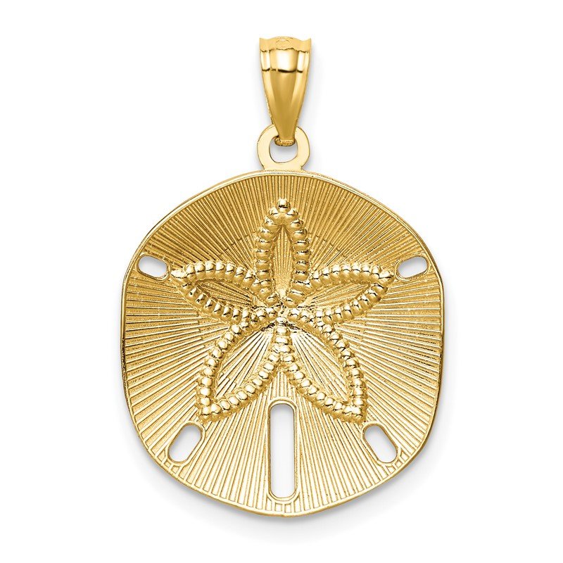 14k Satin Diamond-cut Sand Dollar Pendant