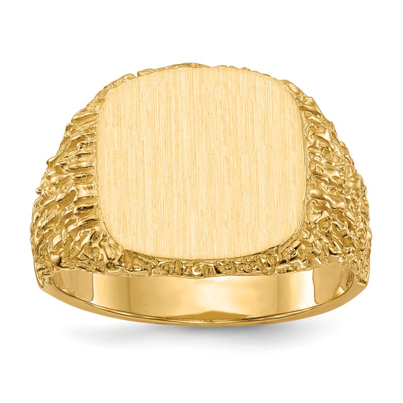 14k 13.5x13.5mm Closed Back Mens Signet Ring