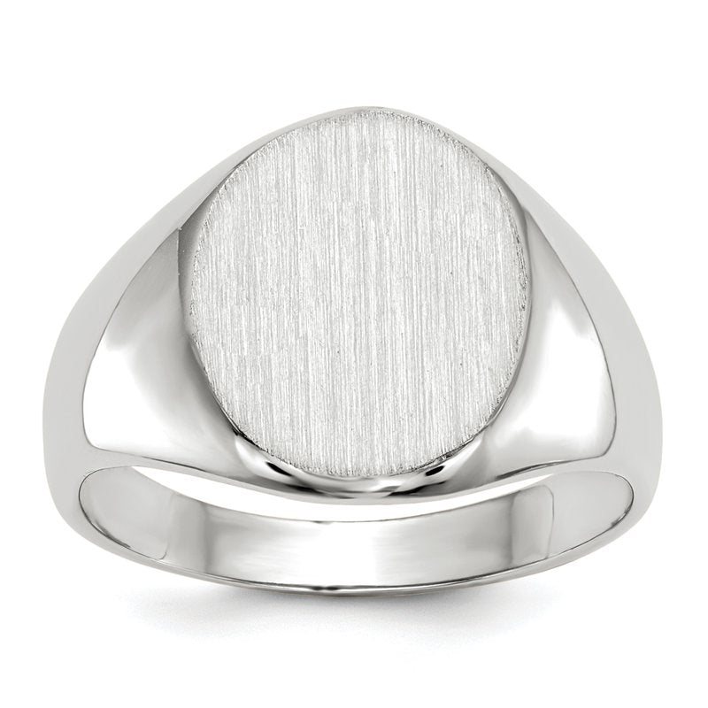 14k White Gold 10.0x11.5mm Closed Back Signet Ring