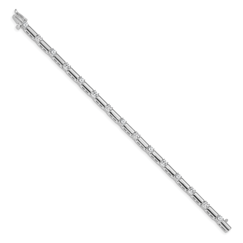 14k White Gold Complete 2.1 carat Round AA Diamond Bar Link 7 inch Tennis Bracelet