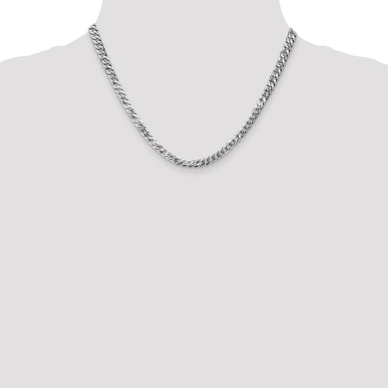14K White Gold 4.5mm Flat Beveled Curb Chain
