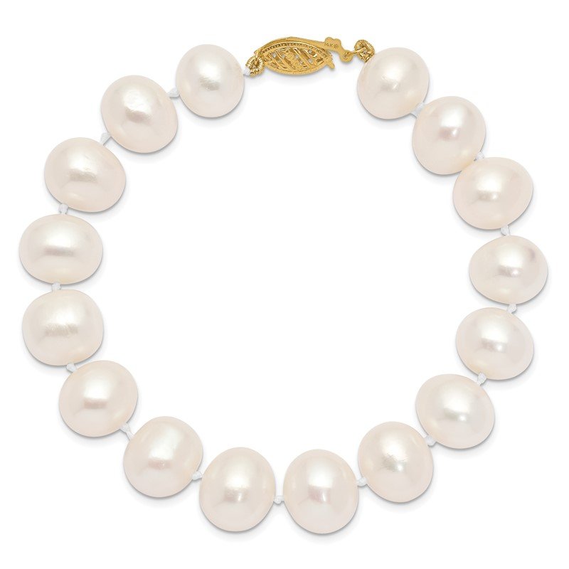 14k 11-12mm White Near-Round Freshwater Cultured Pearl 18 inch Necklace