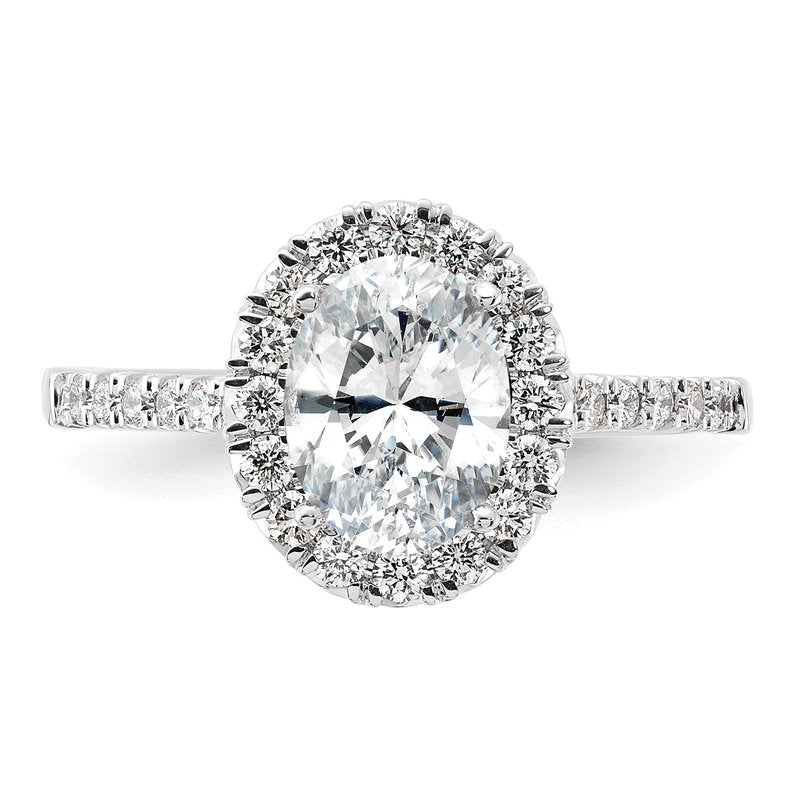 14K White Gold 1/3 carat Lab Grown Diamond VS+ F+ Semi-Mount Oval Halo Engagement Ring