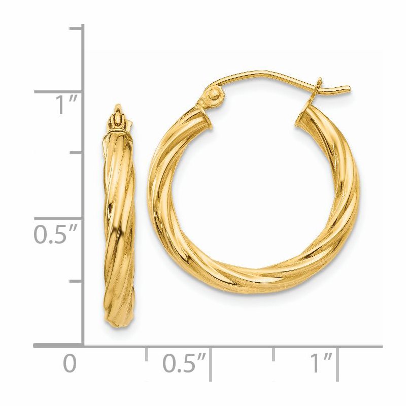 14k Polished 2.75mm Twisted Hoop Earrings
