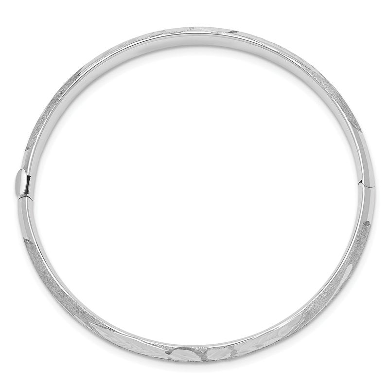 14k 3/16 White Gold Florentine Hinged Baby Bangle