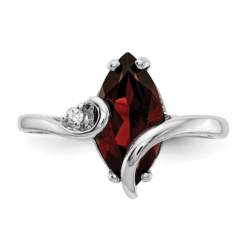 14k White Gold 12x6mm Marquise Garnet VS Diamond ring