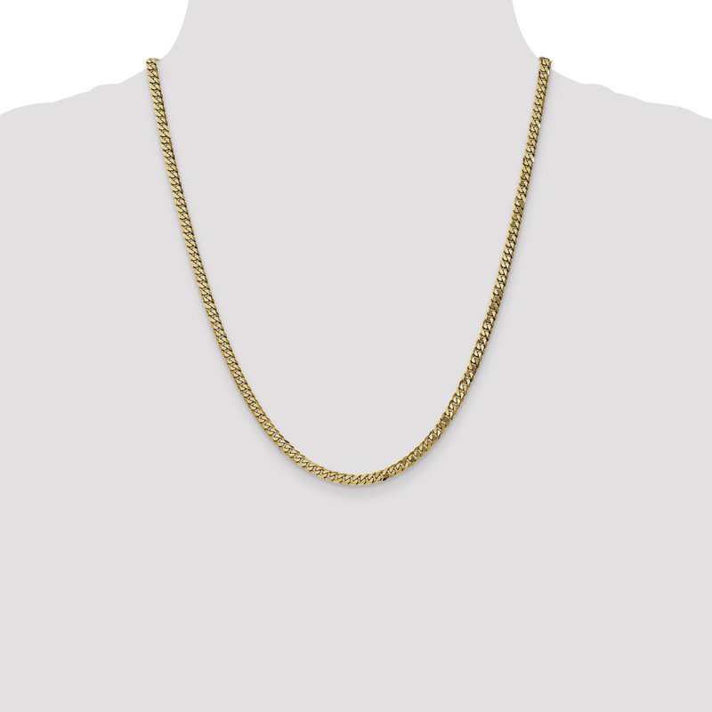 14K 26 inch 3.9mm Flat Beveled Curb with Lobster Clasp Chain