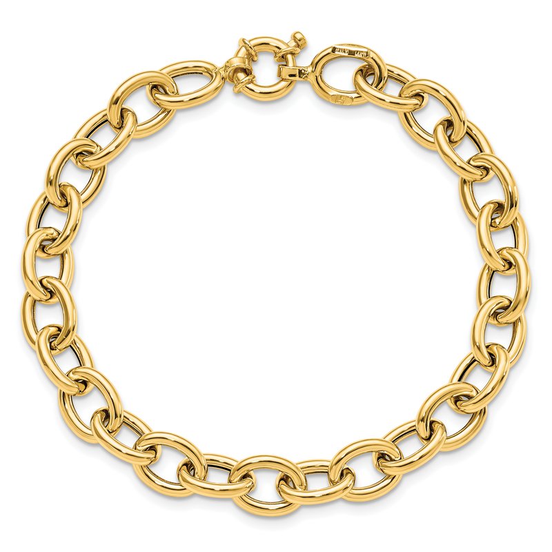 14K Polished Cable Oval Link Bracelet