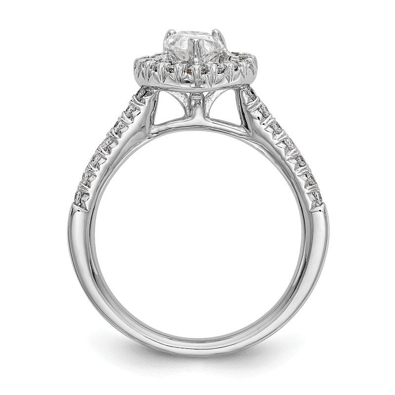 14K White Gold 1/3 carat Lab Grown Diamond VS+ F+ Semi-Mount Pear Halo Engagement Ring