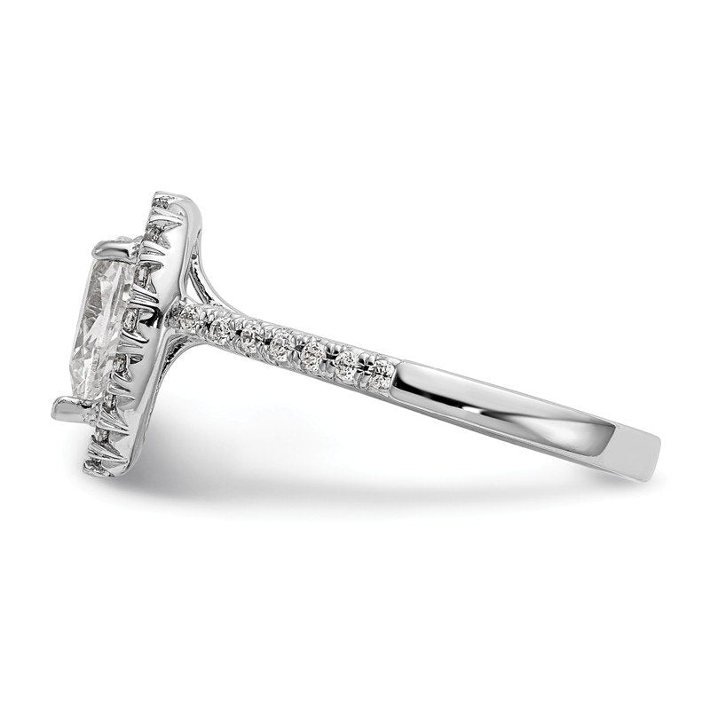 14K White Gold 1/3 carat Lab Grown Diamond VS+ F+ Semi-Mount Pear Halo Engagement Ring