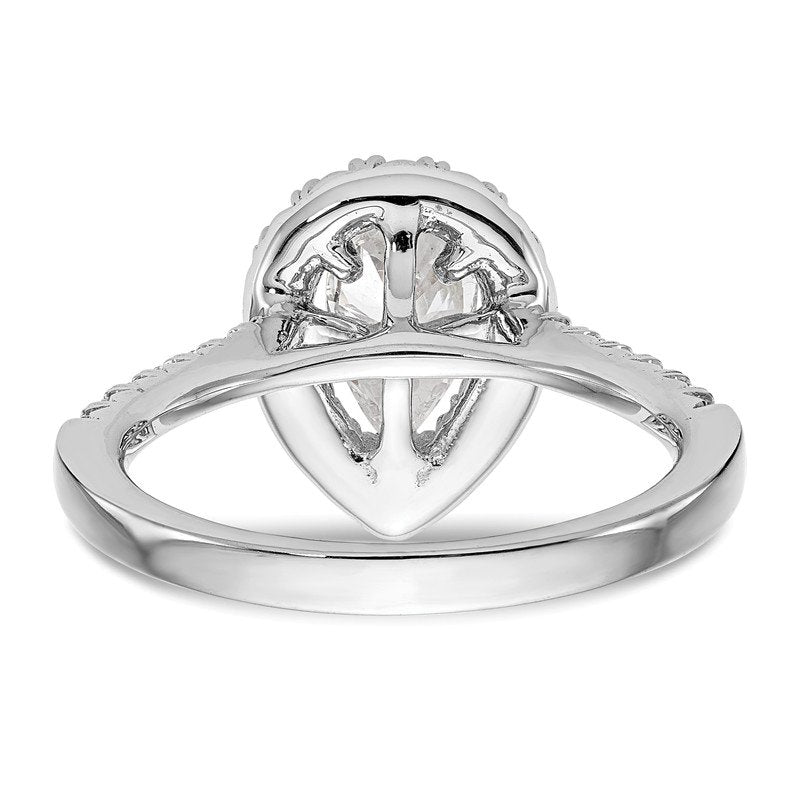 14K White Gold 1/3 carat Lab Grown Diamond VS+ F+ Semi-Mount Pear Halo Engagement Ring